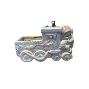 Vintage Rubens MCM Train Musical Ceramic Nursery Baby Planter